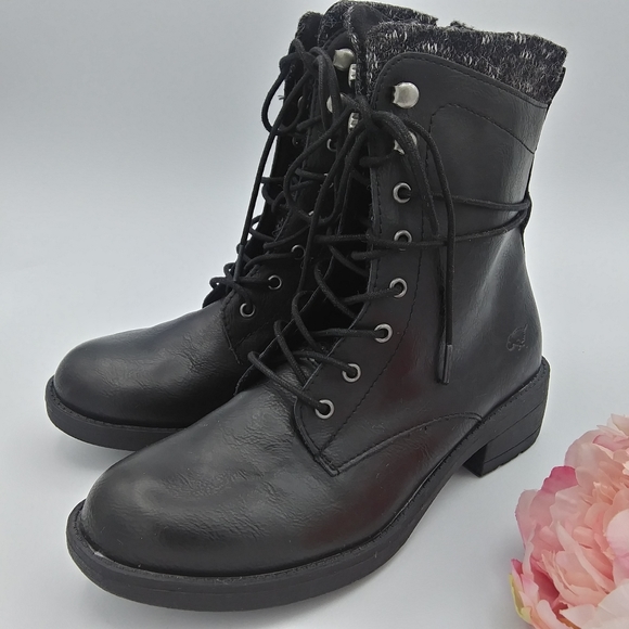 Rocket Dog Shoes - ROCKET DOG Black Vegan Leather Combat Style Boots